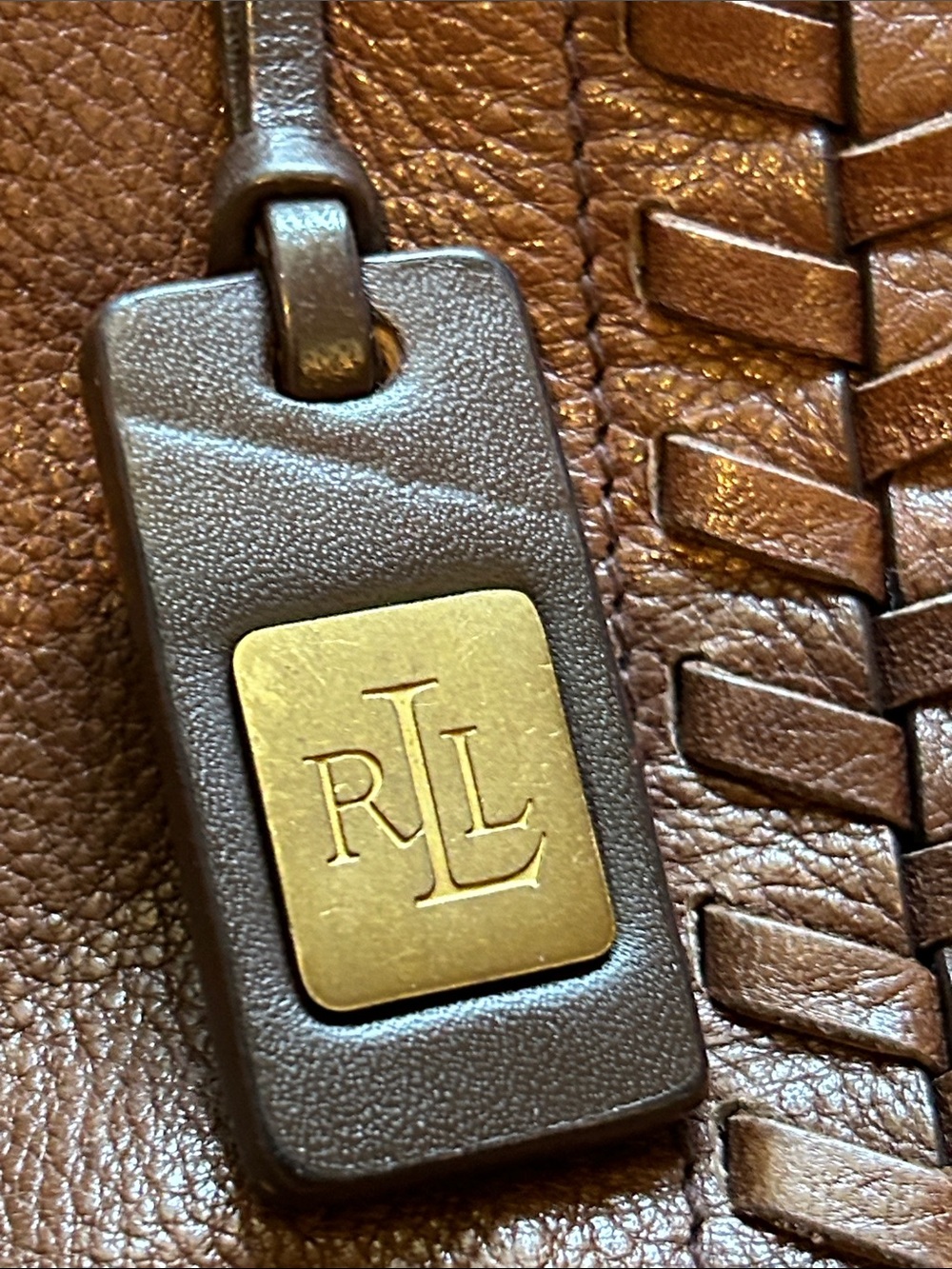 LAUREN RALPH LAUREN LEATHER HOBO BROWN BAG - Picture 3 of 8